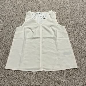 J Crew Sleeveless V-neck crepe shell Sz XS Cream Business casual Capsule